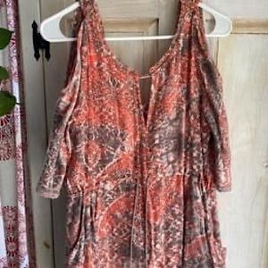 Free People boho orange/salmon and brown XS dress